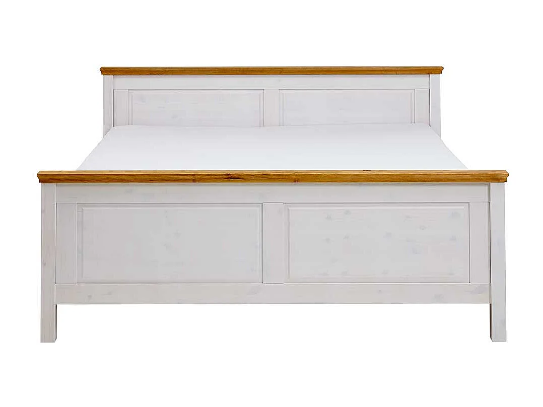 Landhaus Holzbett in Weiß Kiefer Massivholz