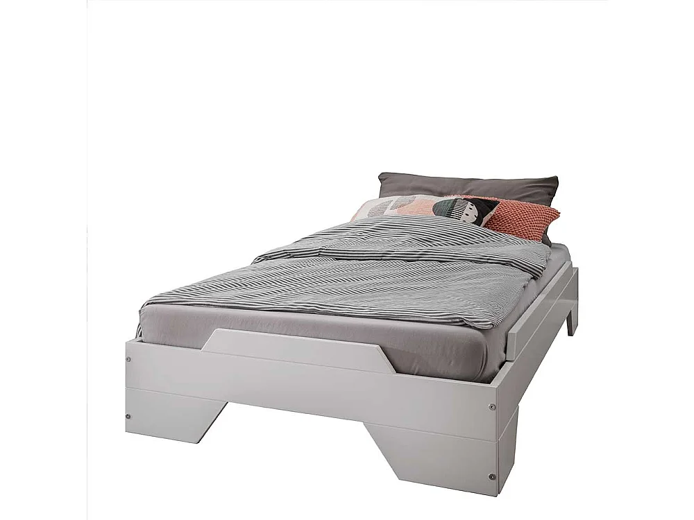 Weißes Stapelbett aus Buche Massivholz 90x200 cm Liegefläche