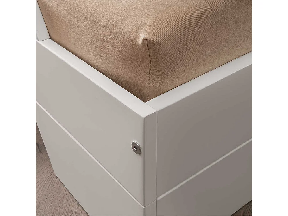 Weißes Stapelbett aus Buche Massivholz 90x200 cm Liegefläche