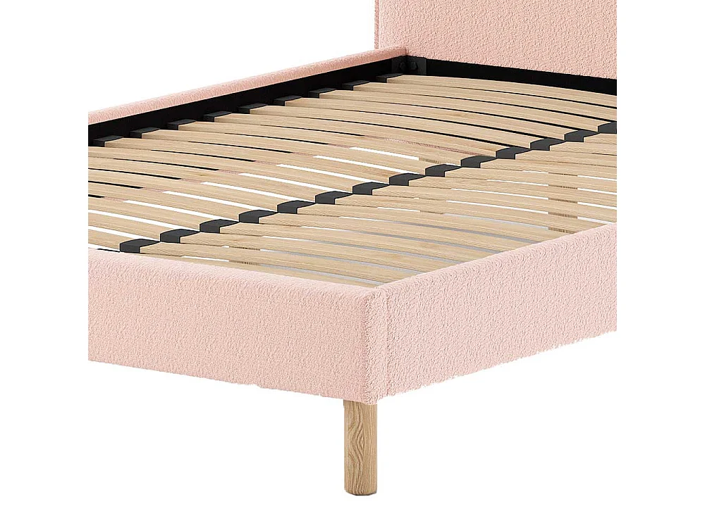 Bett 140x200 cm in Rosa Boucle Skandi Design