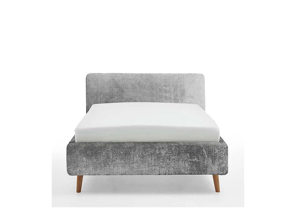 Polsterbettgestell grau mit hochklappbaren Lattenrosten 105 cm hoch