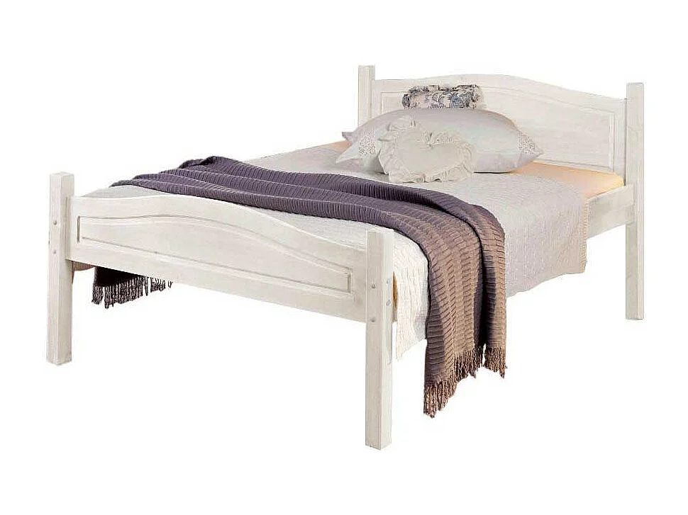 Bettrahmen in Weiß lasiert Kiefer Massivholz