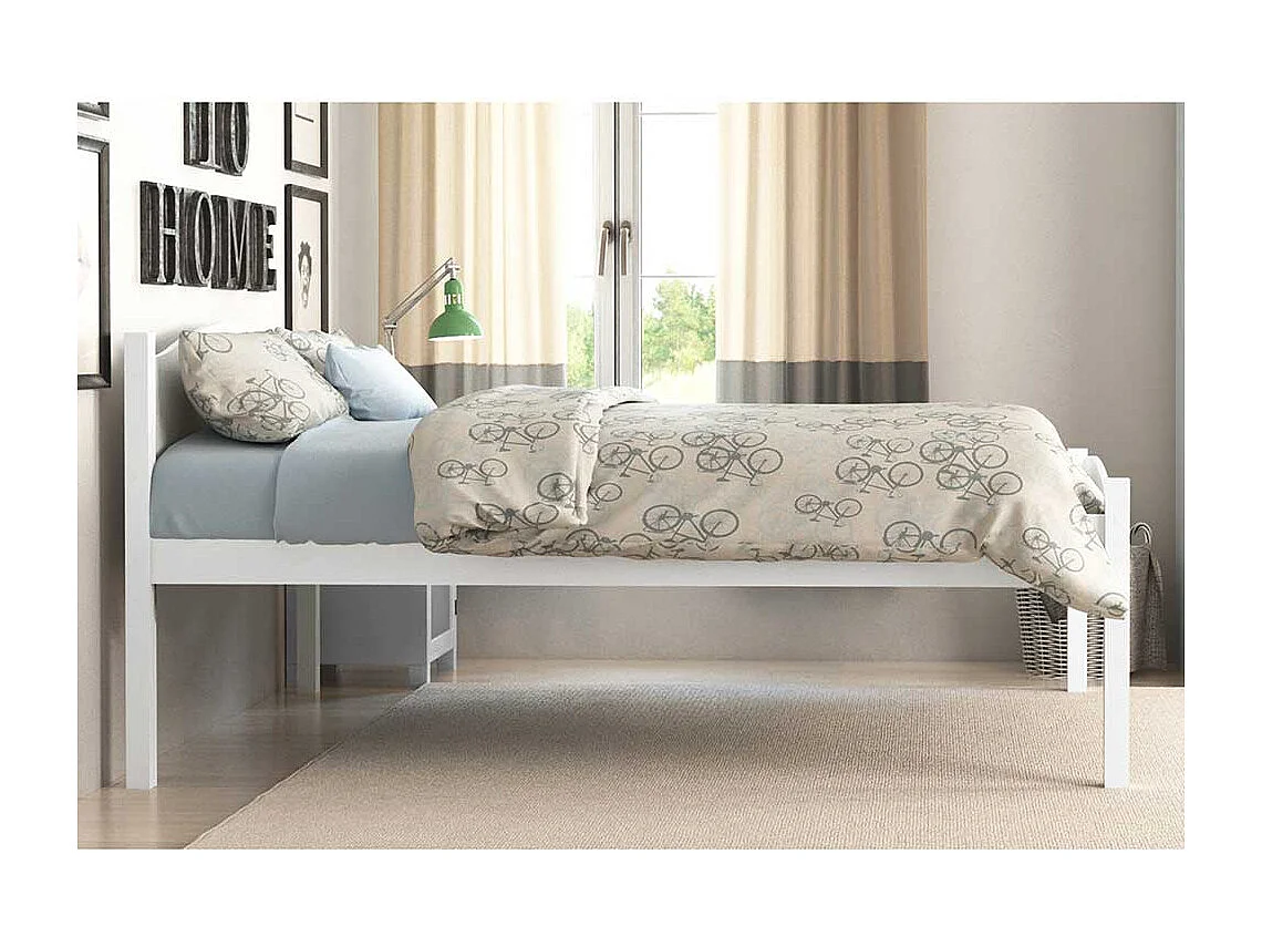 Bettrahmen in Weiß lasiert Kiefer Massivholz