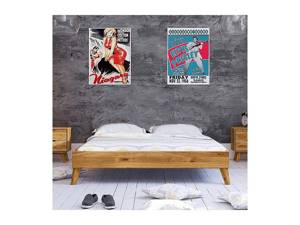 Holzbett aus Wildeiche Massivholz Kopfteil