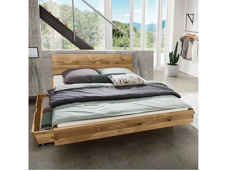 Massivholz Bett Doppelbett in Wildeichefarben geölt