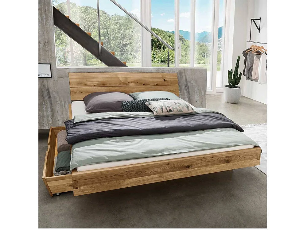 Massivholz Bett Doppelbett in Wildeichefarben geölt