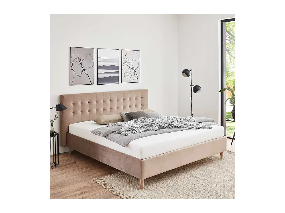 Bett Taupe 160x200 cm & 180x200 cm in modernem Design mit Bettkasten