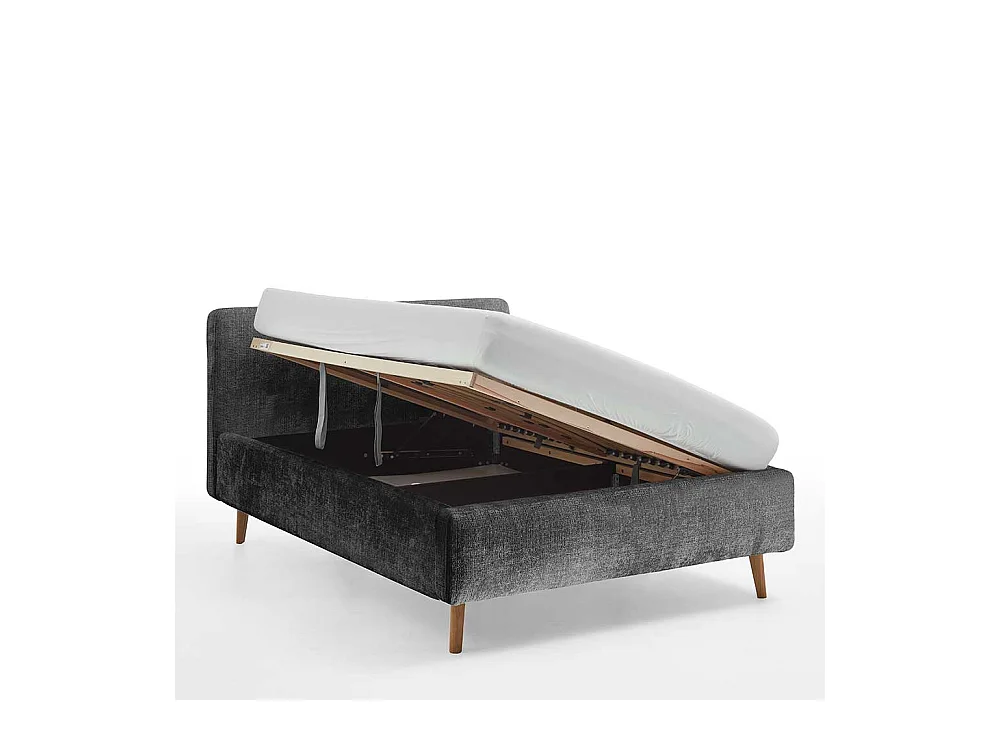 Polsterbett mit Lattenrost in Anthrazit 48 cm Einstiegshöhe