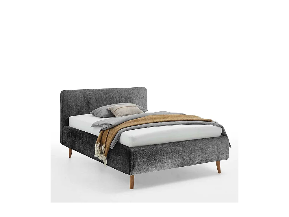 Polsterbett mit Lattenrost in Anthrazit 48 cm Einstiegshöhe