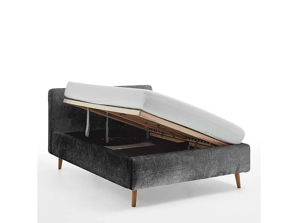 Polsterbett mit Lattenrost in Anthrazit 48 cm Einstiegshöhe