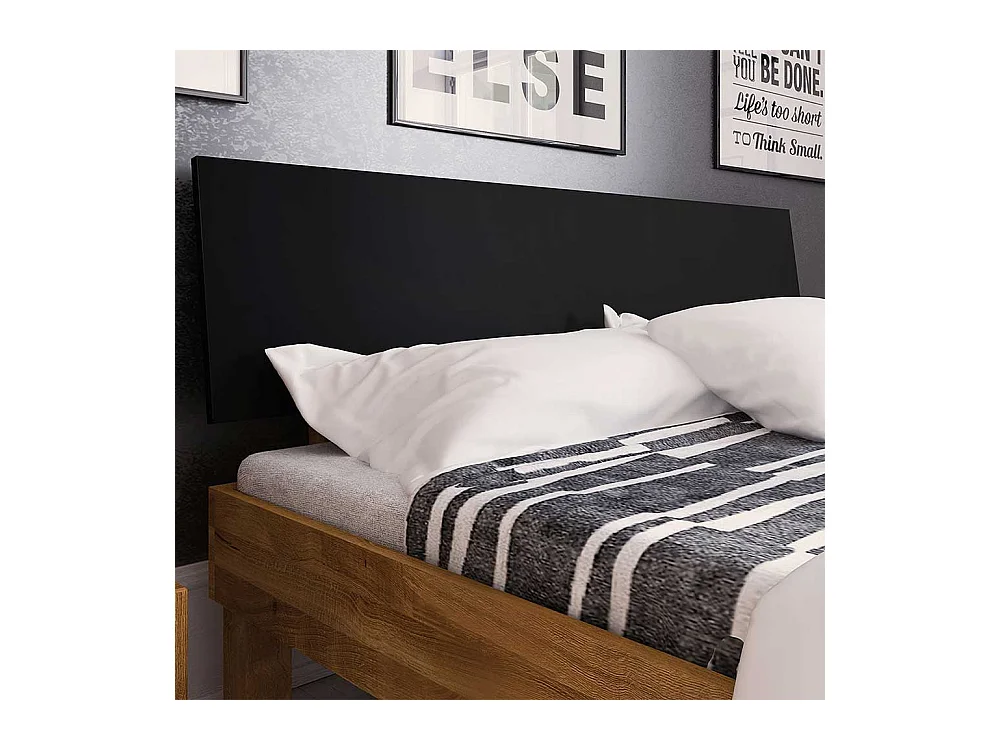 Futonbett aus Wildeiche teilmassiv Webstoff Kopfteil