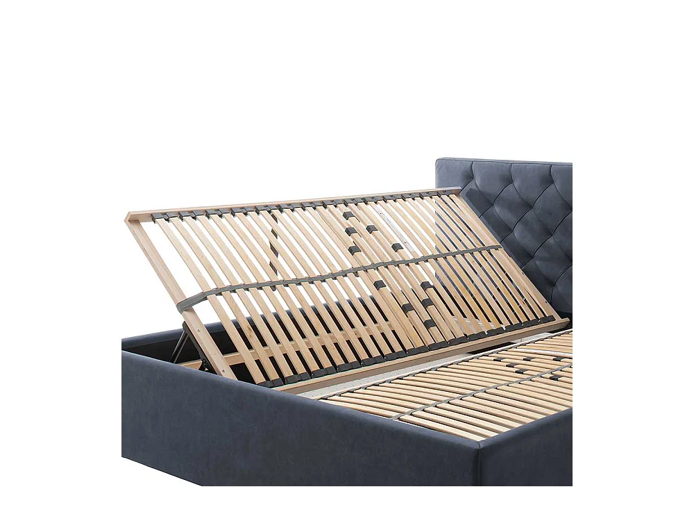 Gepolstertes Bett in Blaugrau Microfaser 55 cm Einstiegshöhe