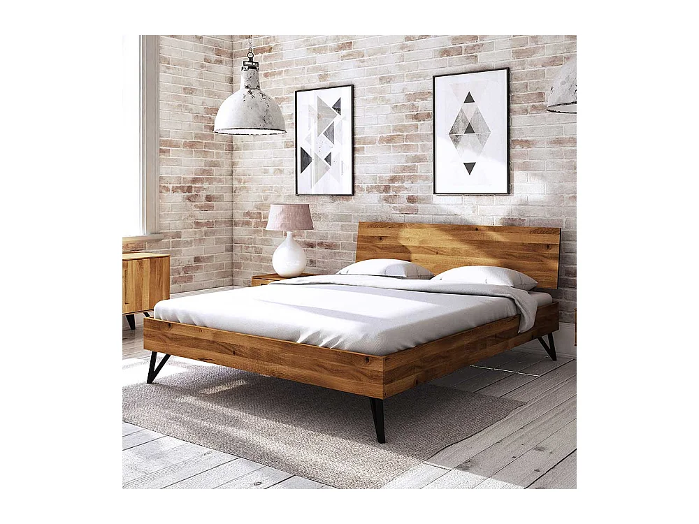 Holzbett aus Wildeiche Massivholz Loft Design