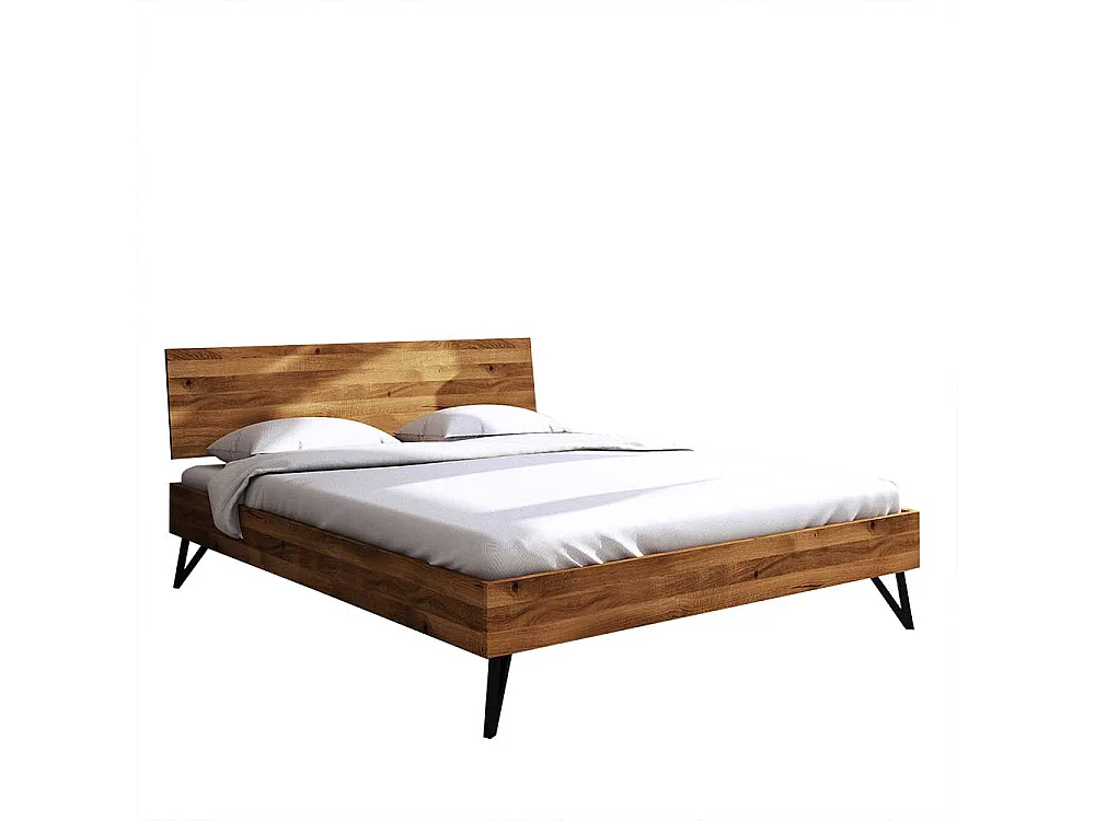 Holzbett aus Wildeiche Massivholz Loft Design