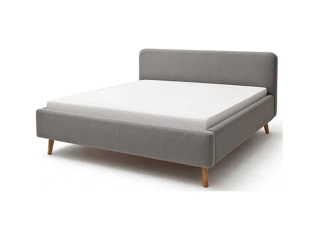 Doppelbettgestell in Hellgrau Webstoff modern