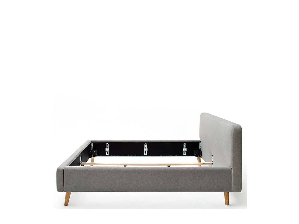 Doppelbettgestell in Hellgrau Webstoff modern