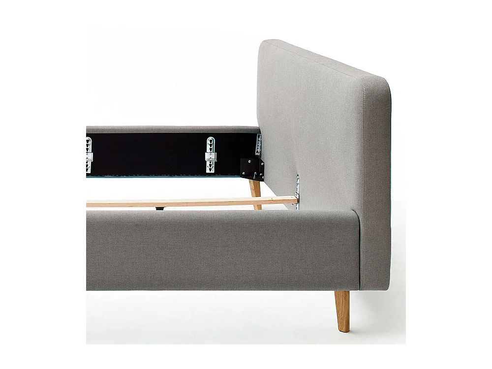 Doppelbettgestell in Hellgrau Webstoff modern