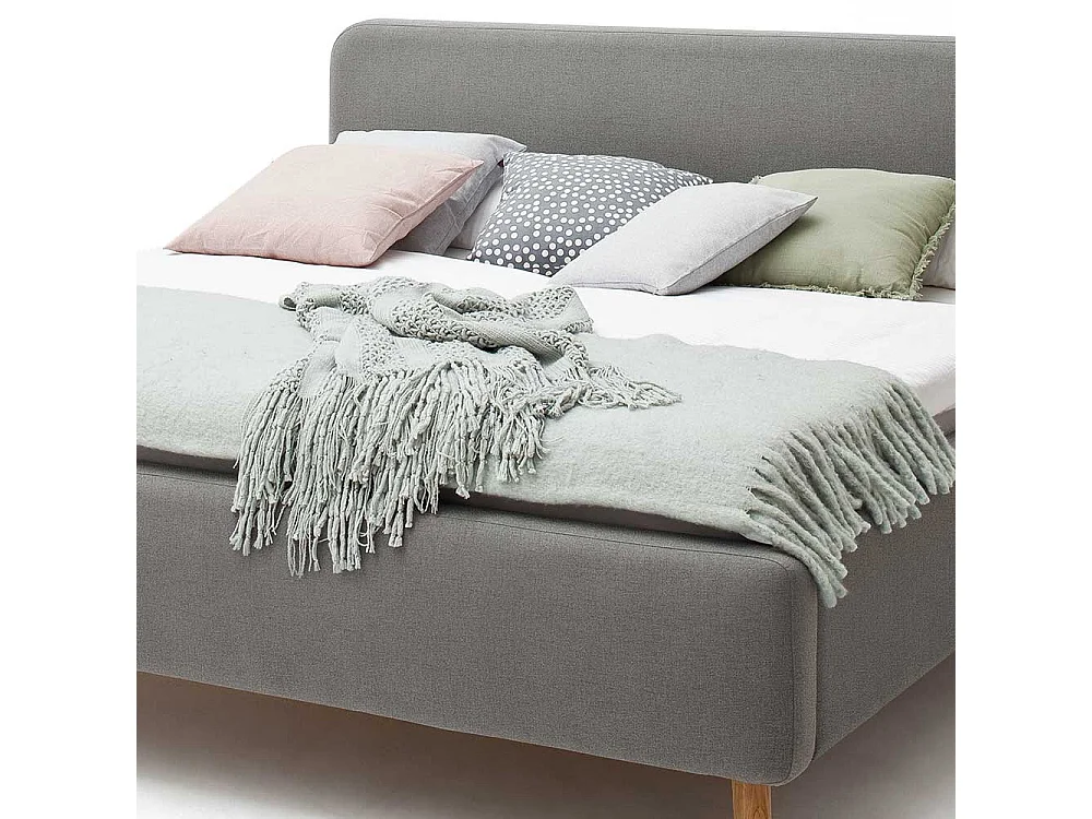 Doppelbettgestell in Hellgrau Webstoff modern