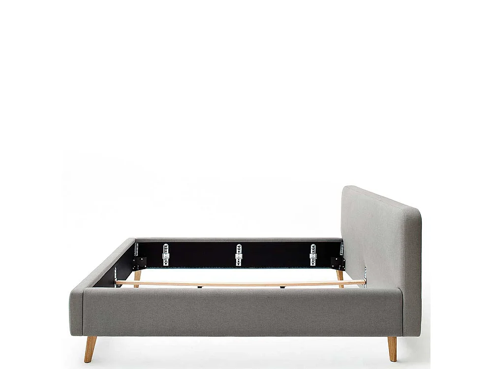 Doppelbettgestell in Hellgrau Webstoff modern