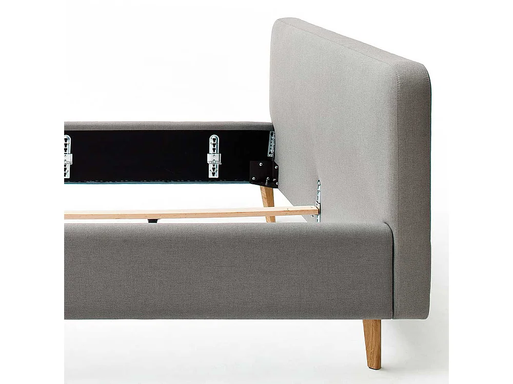 Doppelbettgestell in Hellgrau Webstoff modern