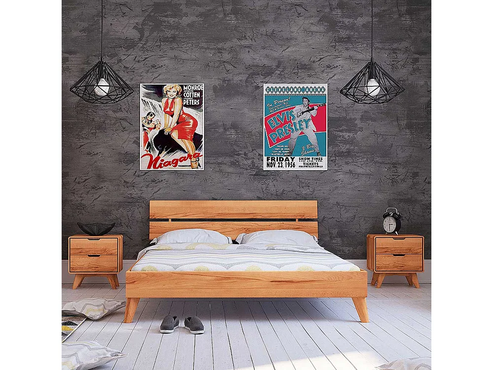 Niedriges Bett aus Kernbuche Massivholz 35 cm Einstiegshöhe (dreiteilig)