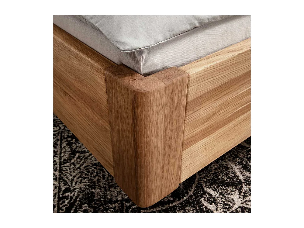 Wildeiche Massivbett mit Bügelgestell aus Metall Industry und Loft Stil