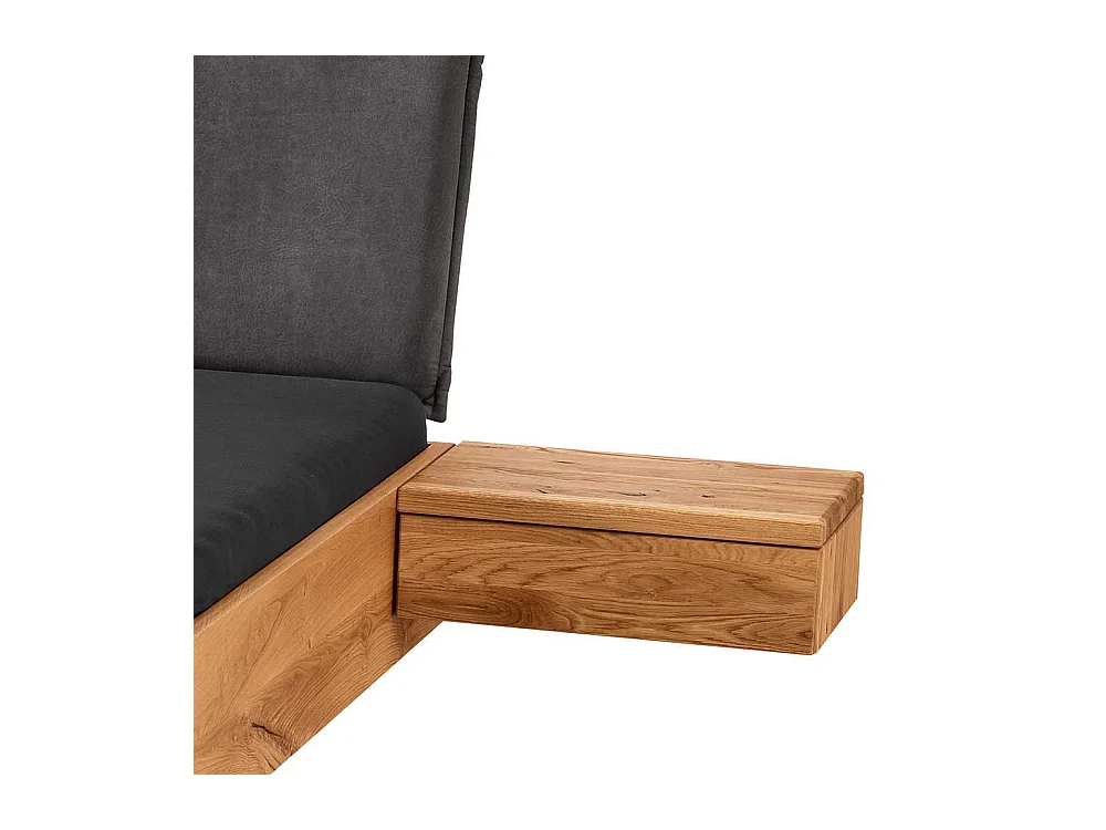 Wildeiche Massivbett mit Bügelgestell aus Metall Industry und Loft Stil
