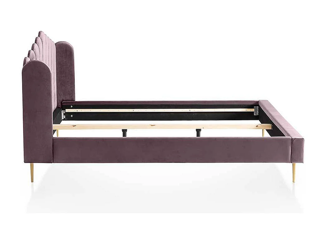 Stoffbett in Rosa und Goldfarben Vierfußgestell aus Metall