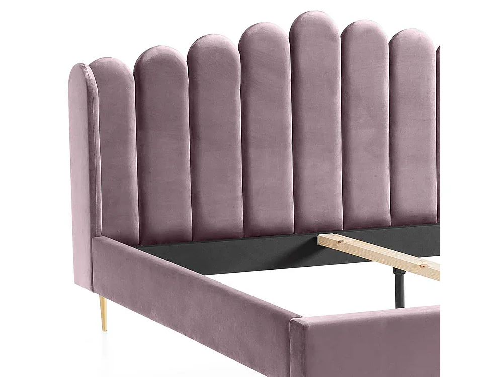 Stoffbett in Rosa und Goldfarben Vierfußgestell aus Metall