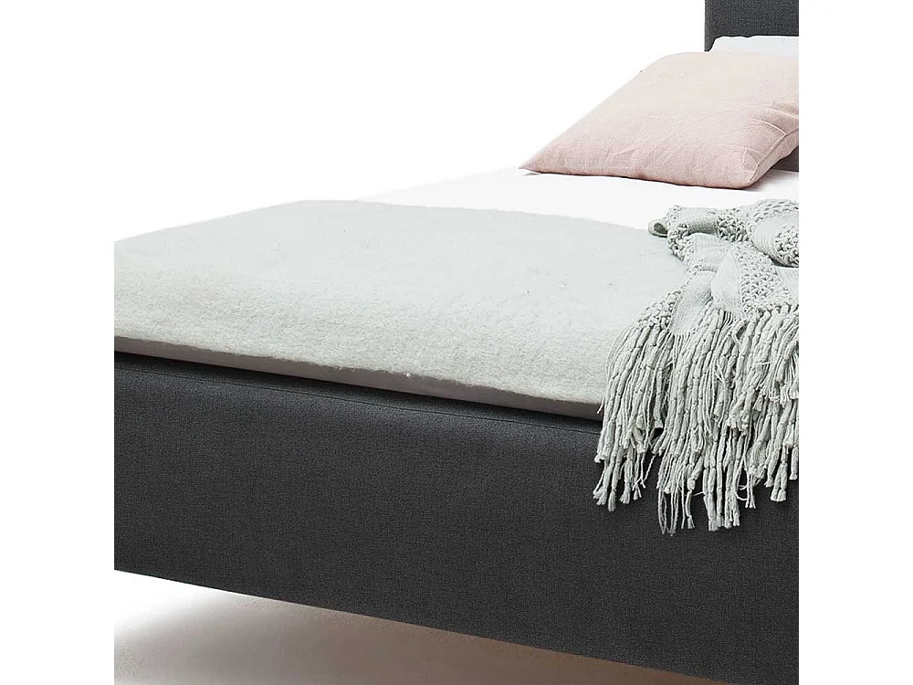 Polsterbettgestell in Anthrazit Webstoff 4-Fuß Gestell aus Massivholz