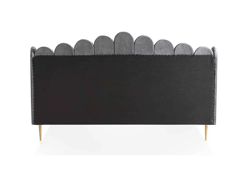 Retro Samtbett in Grau und Gold Vierfußgestell aus Metall