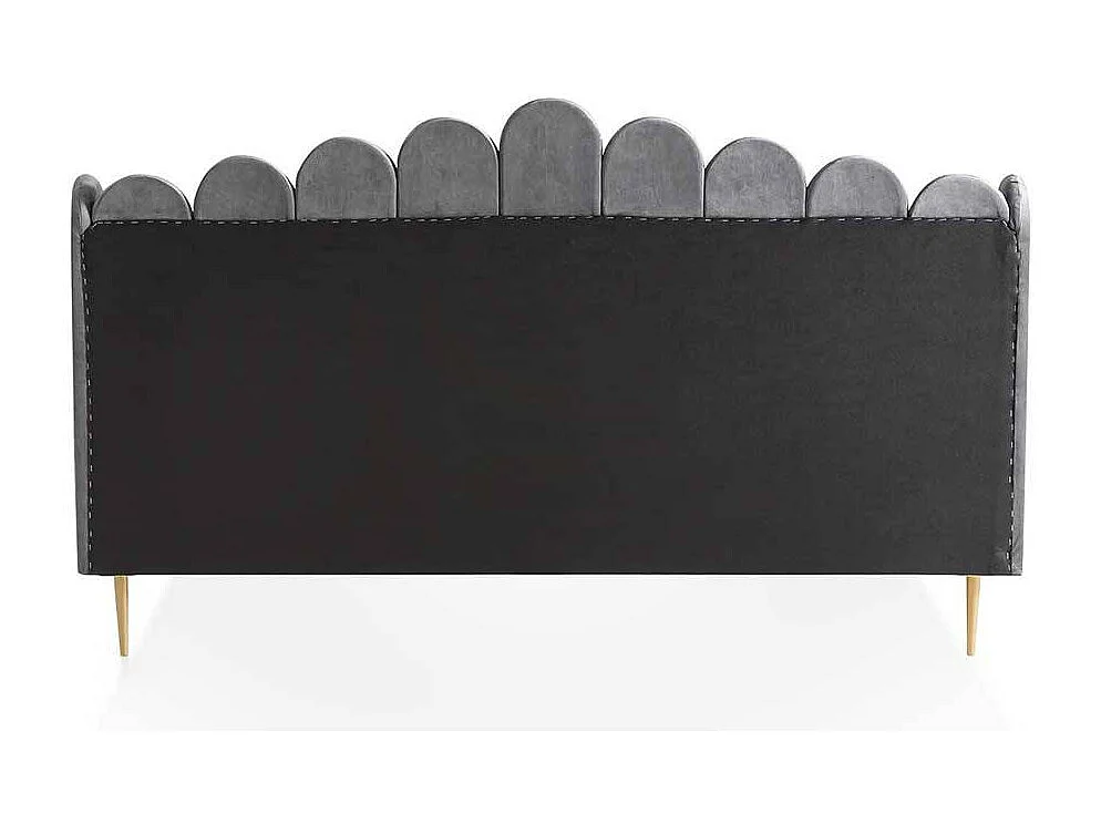 Retro Samtbett in Grau und Gold Vierfußgestell aus Metall