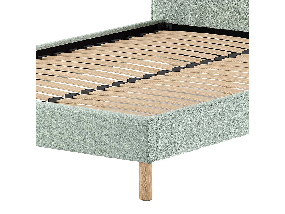 Franzoesisches Bett grün aus Boucle Stoff Skandi Design