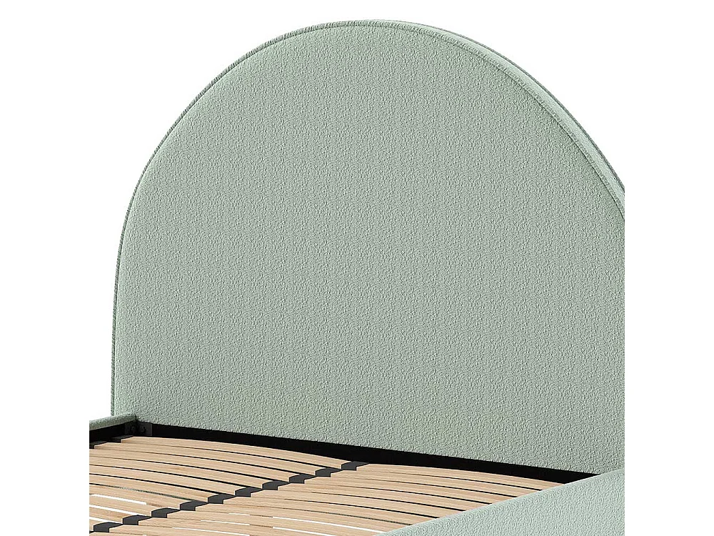 Franzoesisches Bett grün aus Boucle Stoff Skandi Design