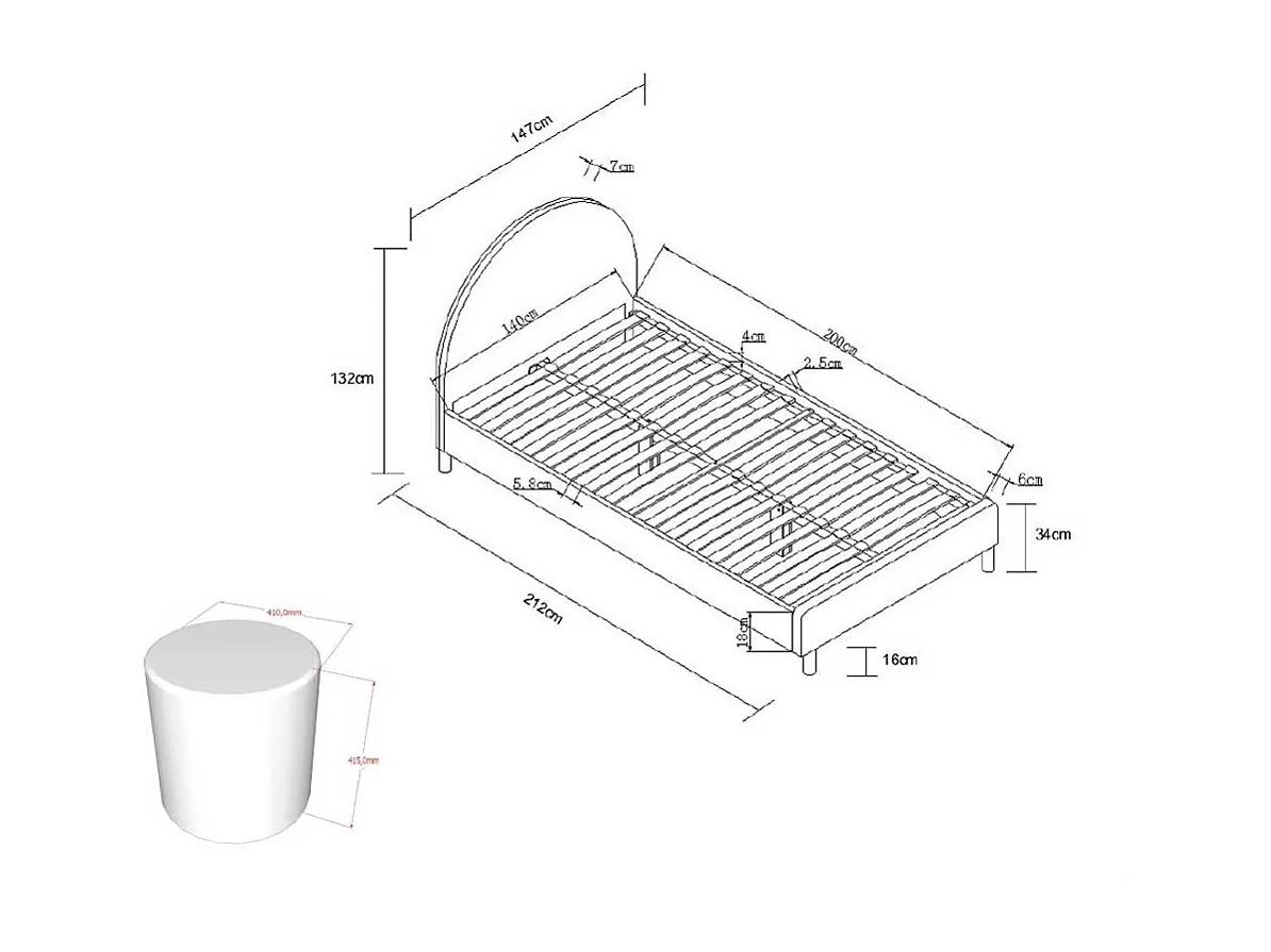 Franzoesisches Bett grün aus Boucle Stoff Skandi Design