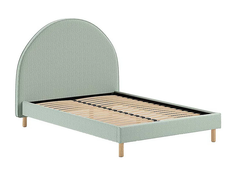 Franzoesisches Bett grün aus Boucle Stoff Skandi Design