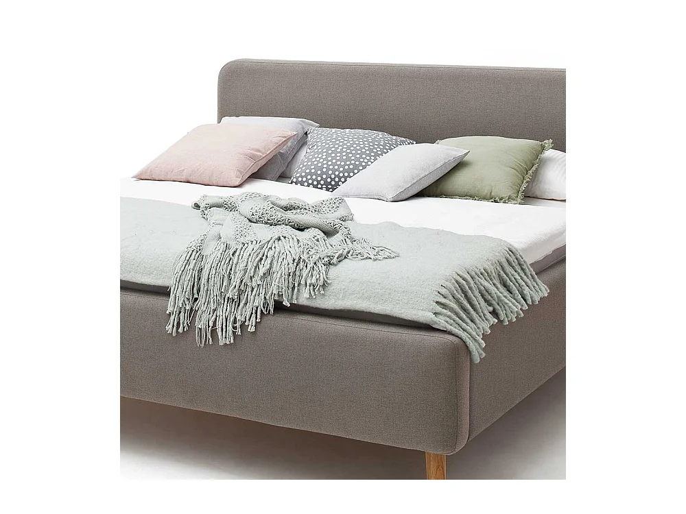 Bettgestell in Taupe Webstoff modern