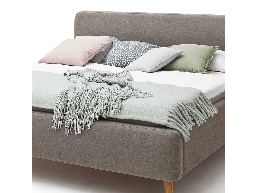 Bettgestell in Taupe Webstoff modern