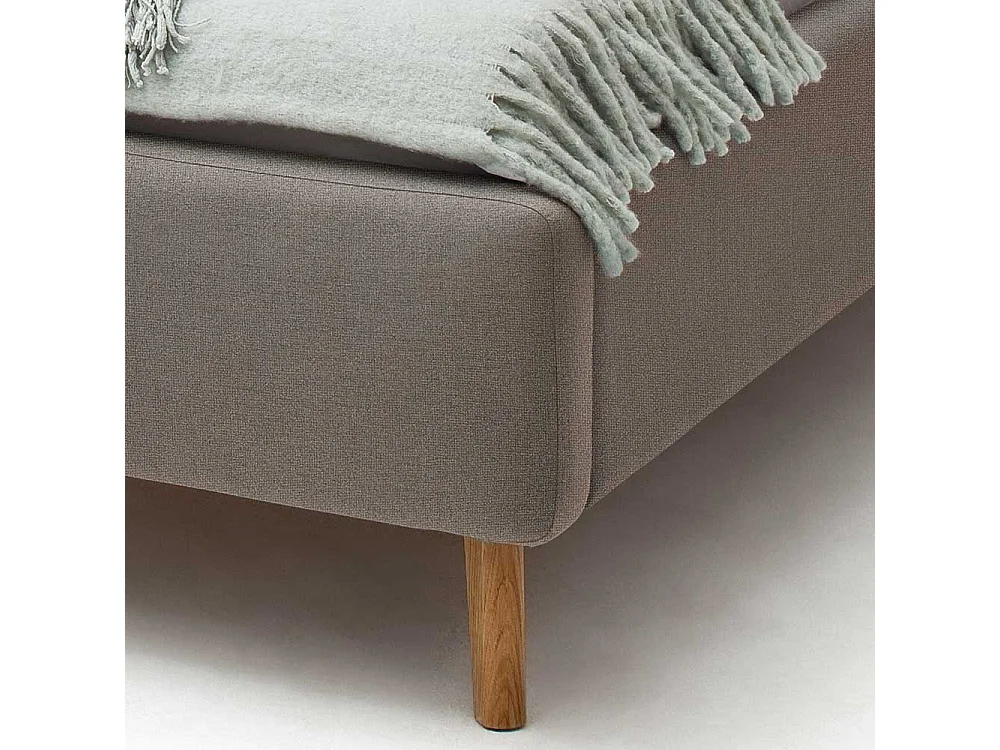 Bettgestell in Taupe Webstoff modern