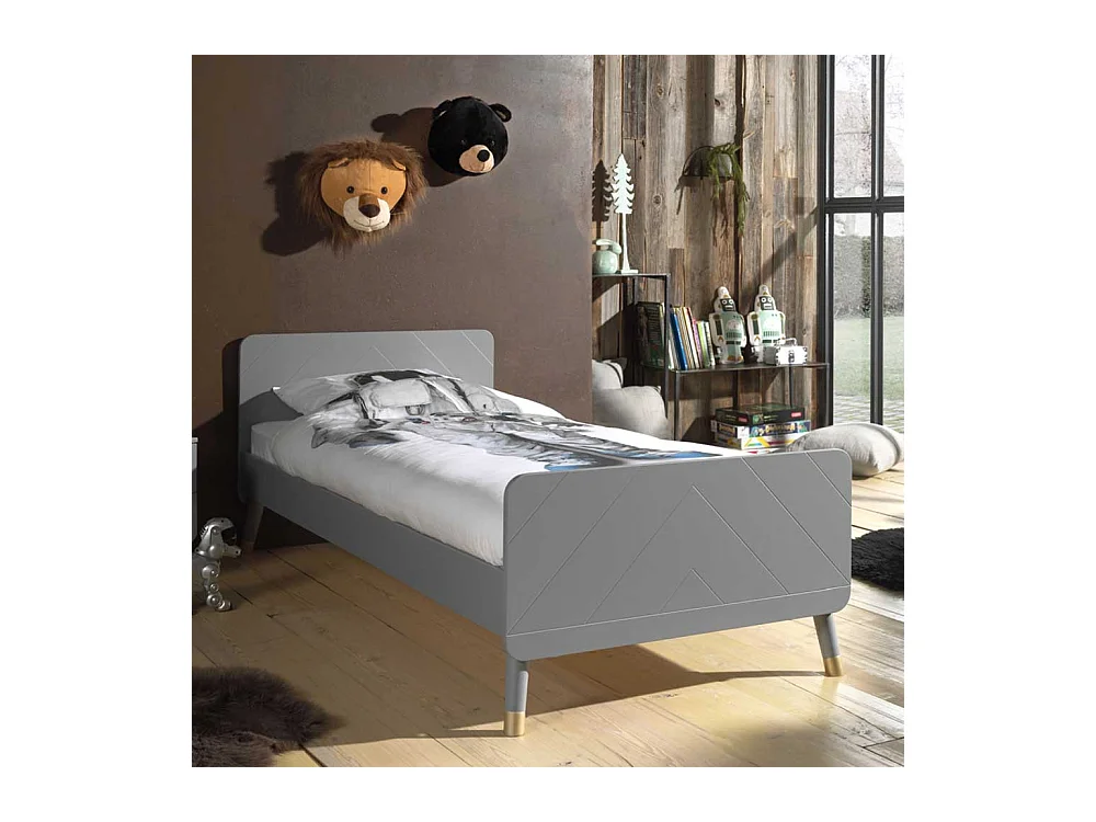 Jugendbettgestell in Grau und Goldfarben modern