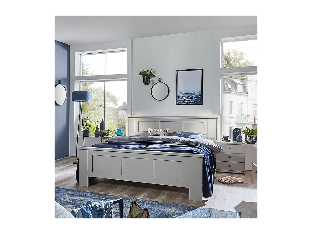 Hellgraues Landhaus Bett Made in Germany 104 cm hoch
