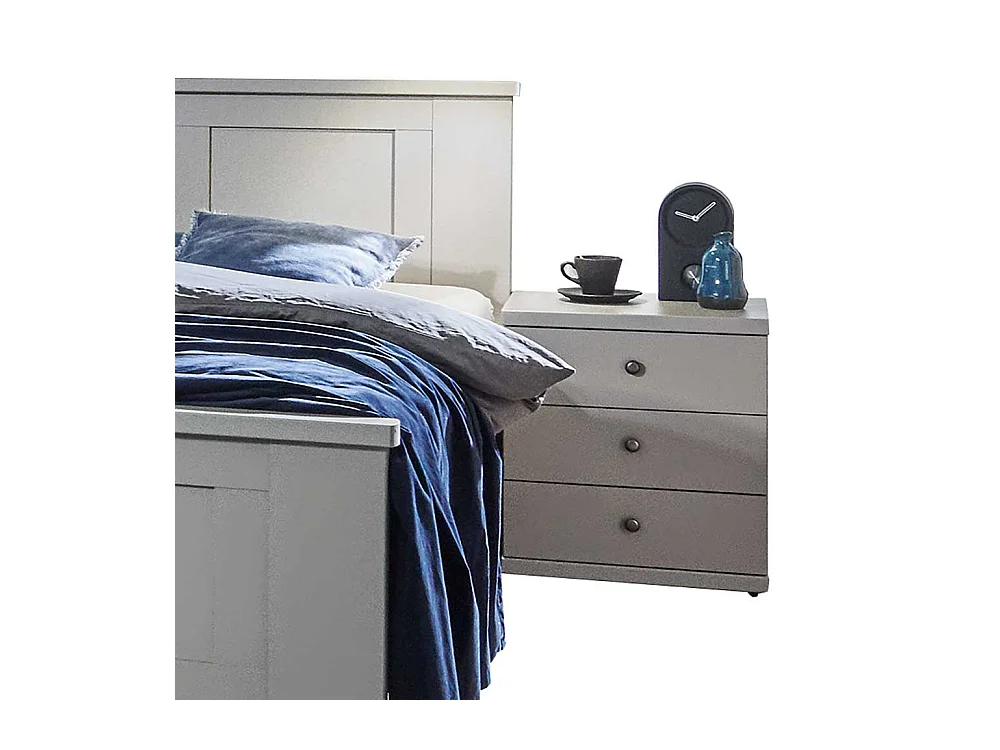 Hellgraues Landhaus Bett Made in Germany 104 cm hoch