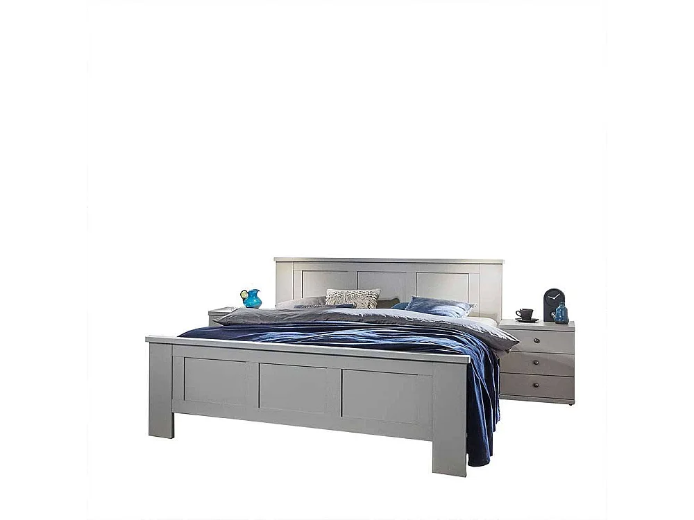 Hellgraues Landhaus Bett Made in Germany 104 cm hoch