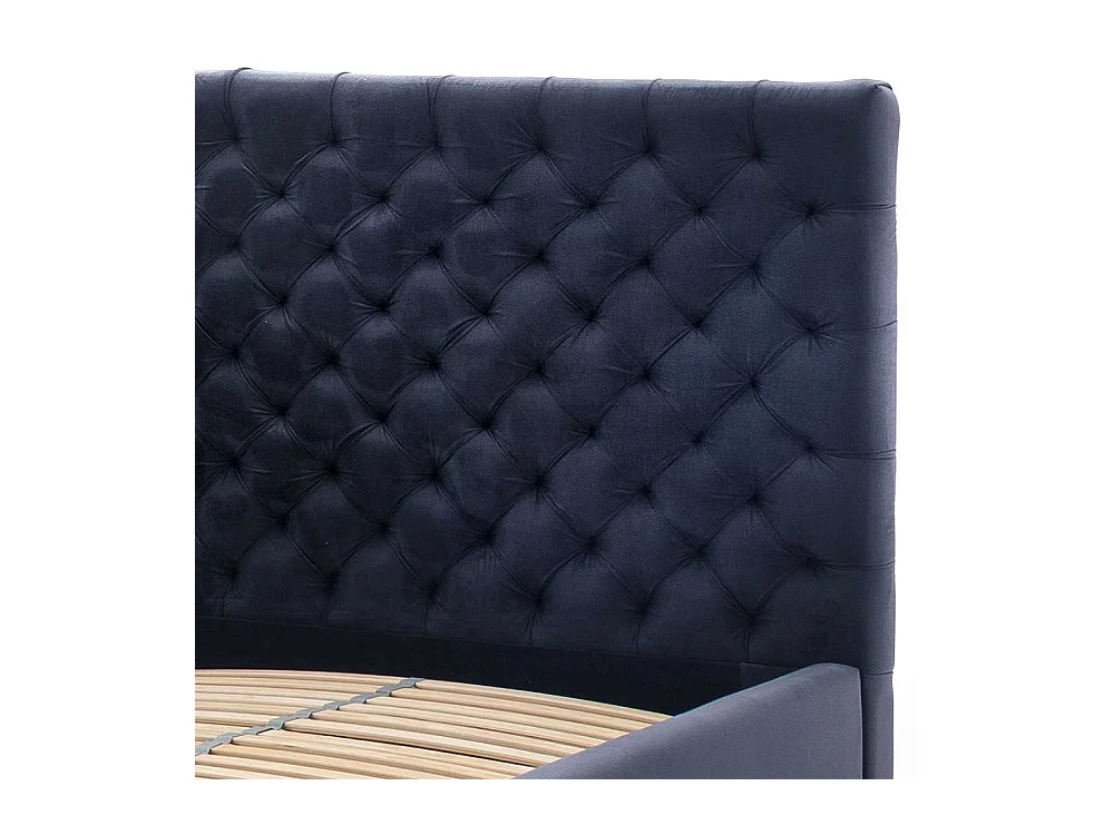 Komfortbett Stoff Blau aus Samt Gestell Metall Chrom