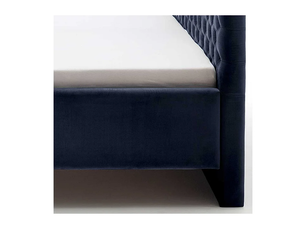Komfortbett Stoff Blau aus Samt Gestell Metall Chrom