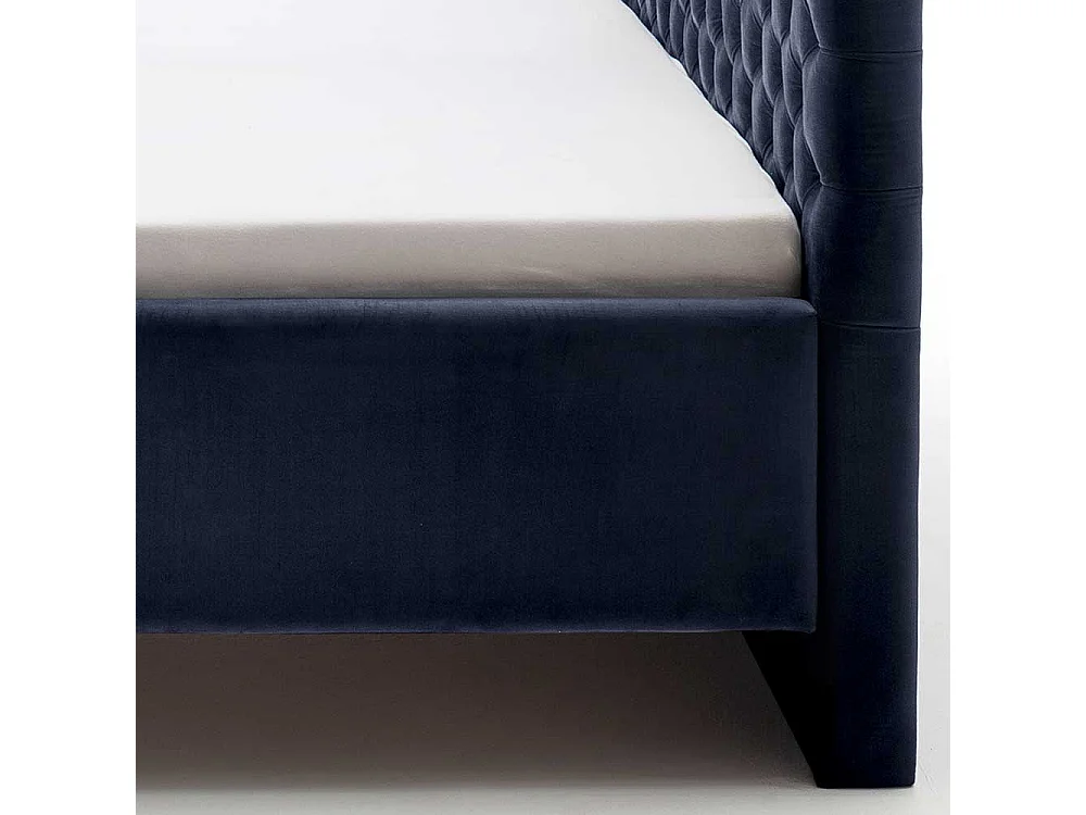 Komfortbett Stoff Blau aus Samt Gestell Metall Chrom