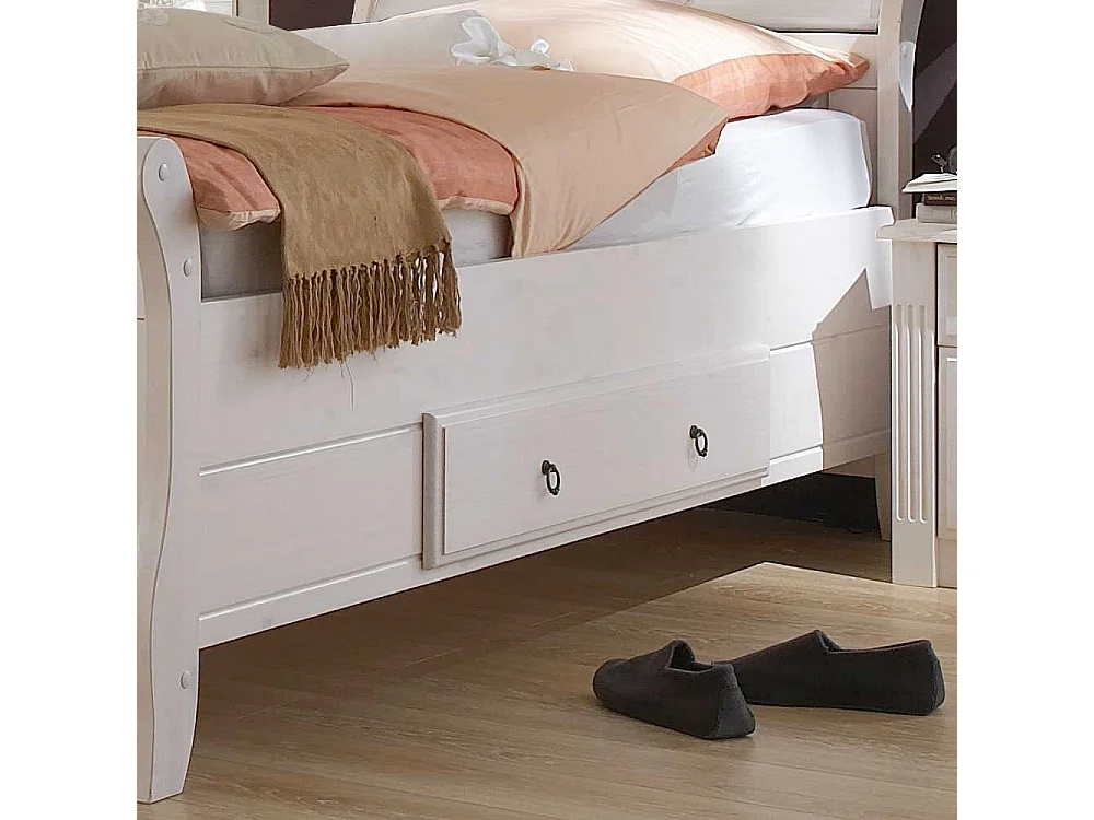 Landhaus Bett in Weiß Kiefer teilmassiv