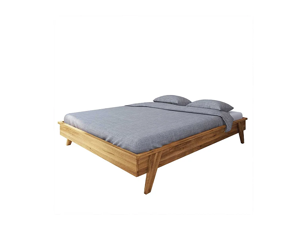 Holzbett für Dachschräge Wildeiche Massivholz