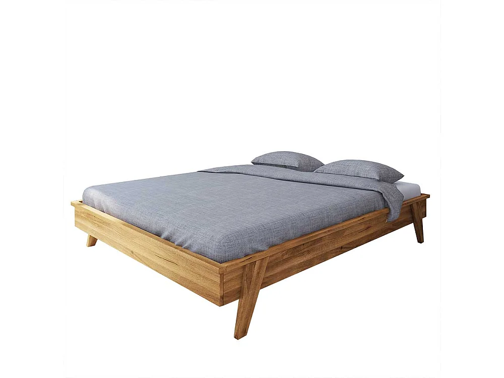 Holzbett für Dachschräge Wildeiche Massivholz