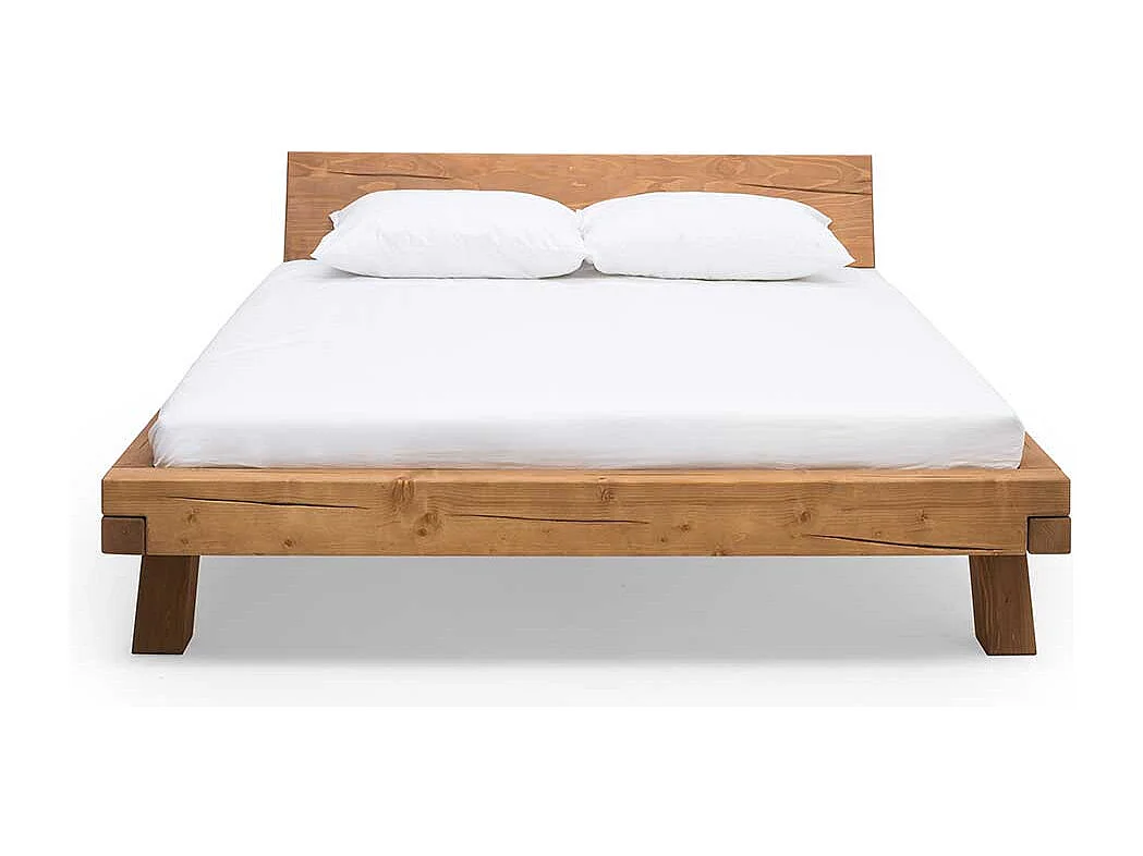 Balken Holzbett aus Fichte Massivholz rustikalen Landhausstil